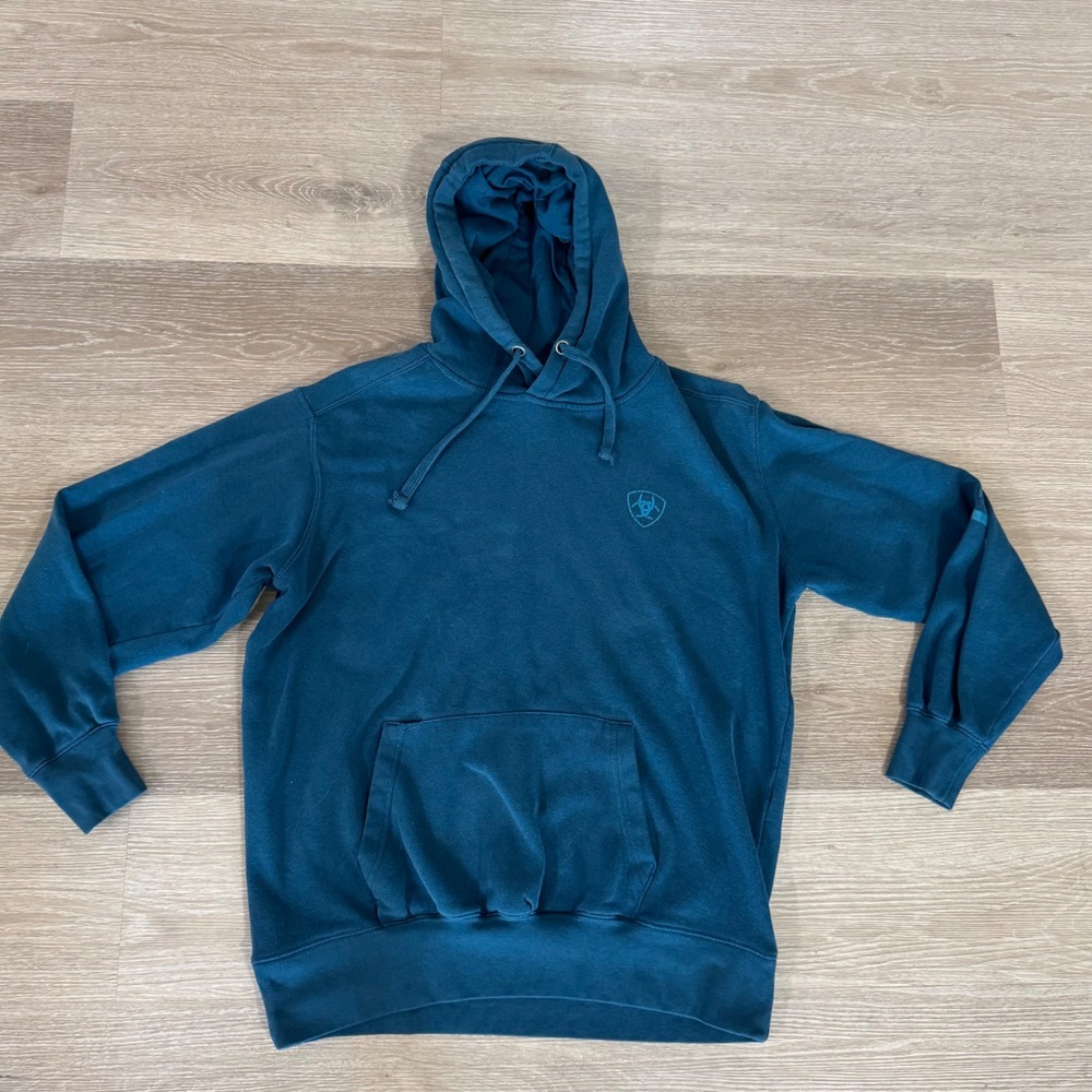 Ariat Hoodie Womens Medium Blue Real Logo Graphic Pullover Sweatshirt